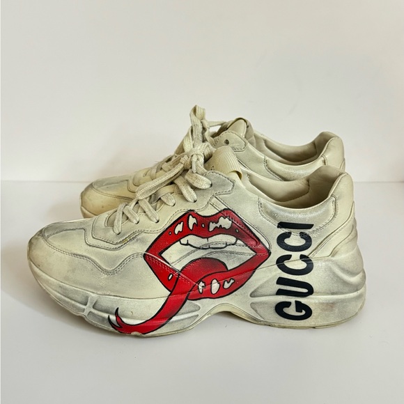 Rhyton Mouth Print Leather Sneakers - Picture 1 of 3